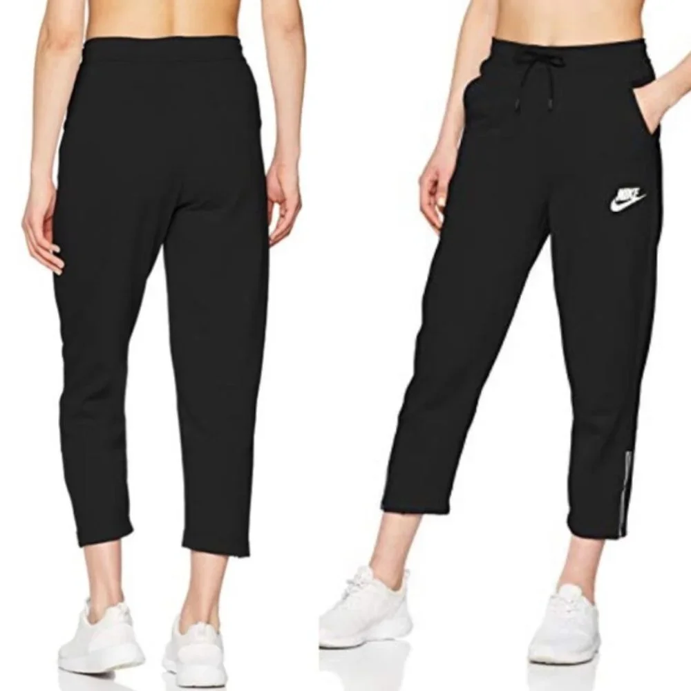 NWT NIKE Croped Jersey High Waist PANT SNKR 884410-010 Black S - Picture 5 of 13